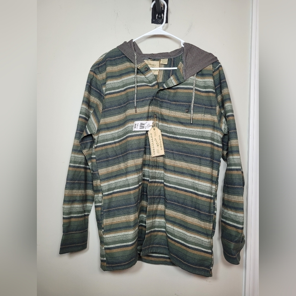 NWT Victory Outfitters Button Front Hooded Jacket sz M